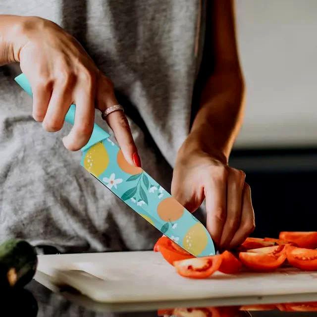 Set of 3 Floral Design Stainless Steel Professional Kitchen Knife Set